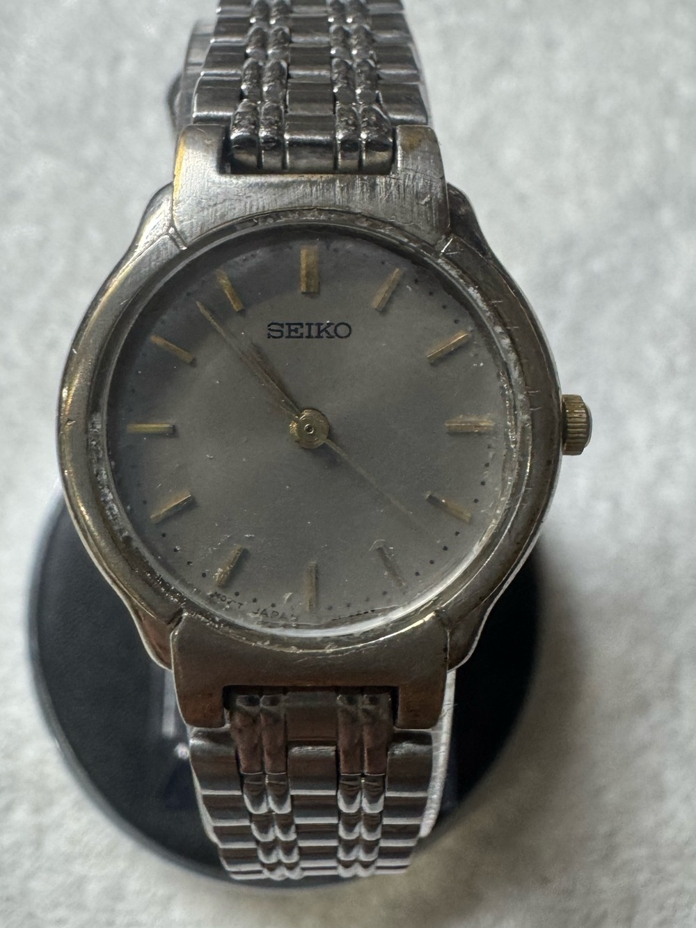 Seiko Silver Watch with Gold Accents